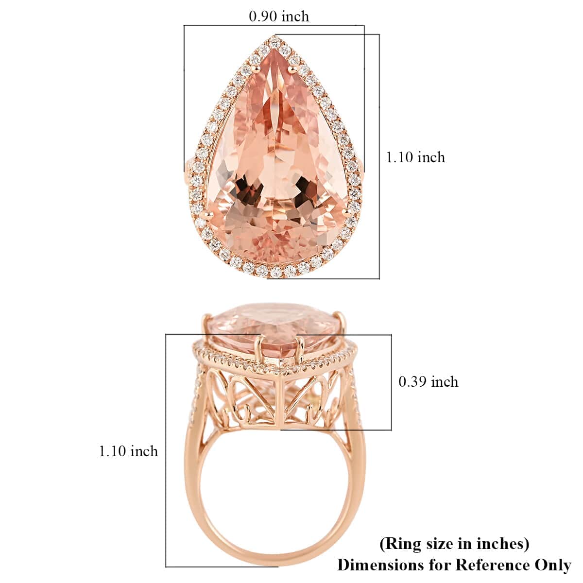 Certified & Appraised Iliana AAA Marropino Morganite and G-H SI Diamond 21.00 ctw Ring in 18K Rose Gold (Size 6.5) 7.50 Grams image number 5