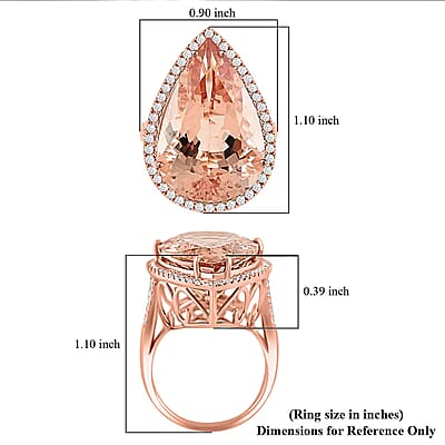 Certified & Appraised Iliana AAA Marropino Morganite and G-H SI Diamond 21.00 ctw Ring in 18K Rose Gold (Size 7.5) 7.50 Grams