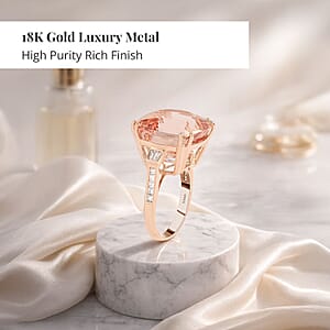 Certified & Appraised Iliana AAA Marropino Morganite and G-H SI Diamond 21.00 ctw Ring in 18K Rose Gold (Size 8.0) 7.50 Grams
