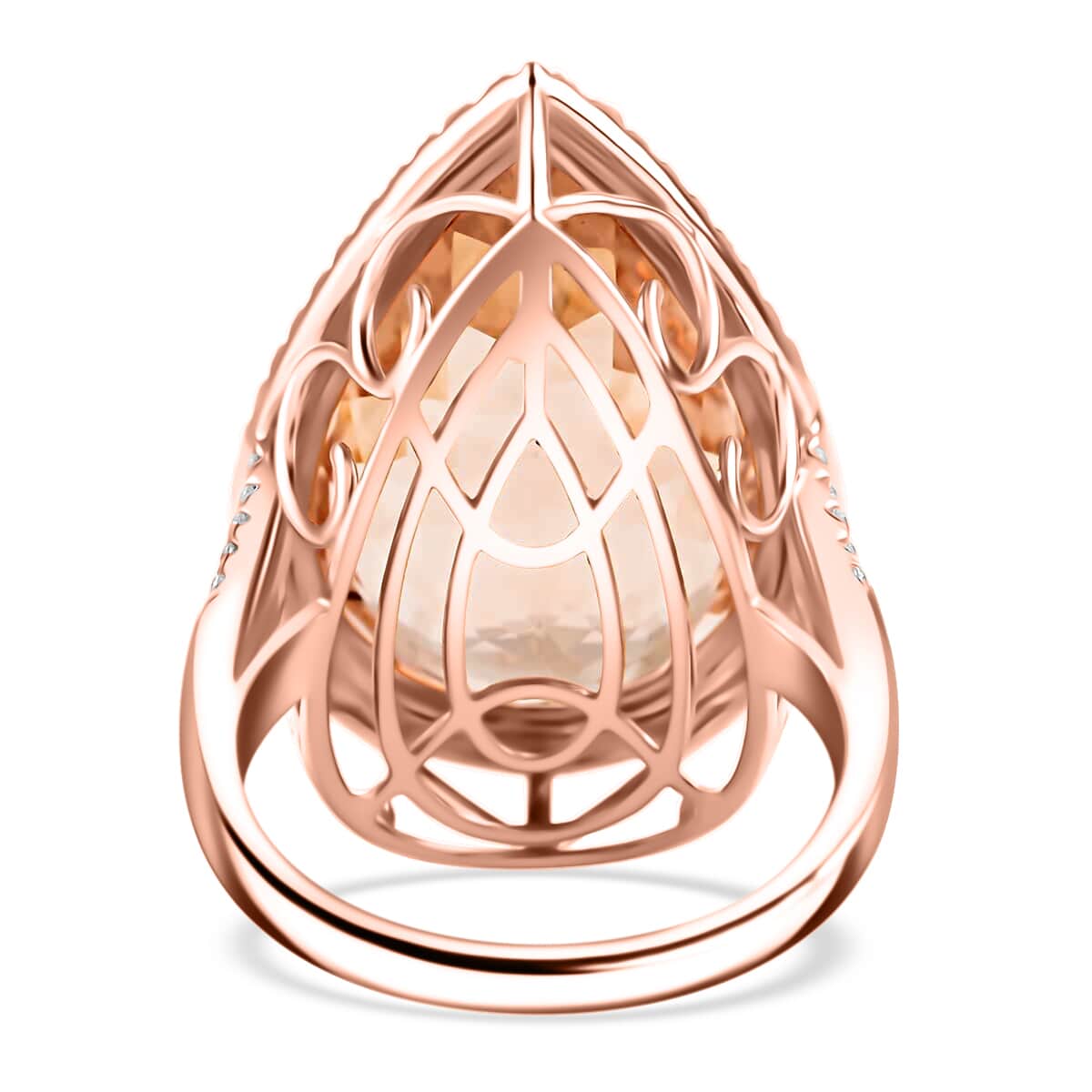 Certified & Appraised Iliana AAA Marropino Morganite and G-H SI Diamond 21.00 ctw Ring in 18K Rose Gold (Size 8.0) 7.50 Grams image number 4