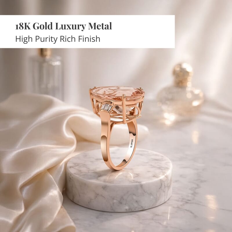 Certified and Appraised Iliana AAA Marropino Morganite and G-H SI Diamond 11.85 ctw Ring in 18K Rose Gold (Size 6.0) 5.95 Grams