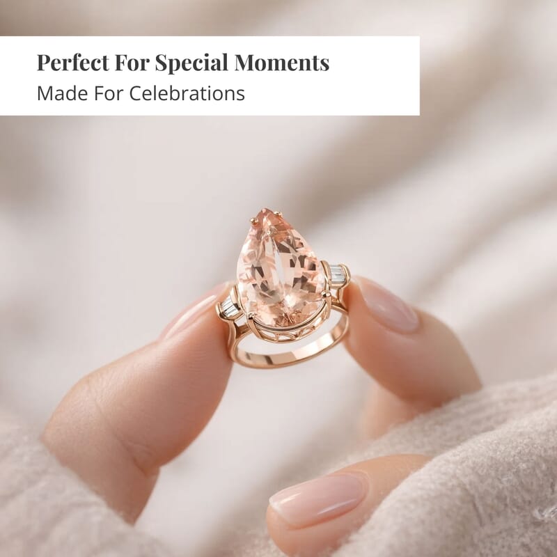 Certified and Appraised Iliana AAA Marropino Morganite and G-H SI Diamond 11.85 ctw Ring in 18K Rose Gold (Size 6.0) 5.95 Grams