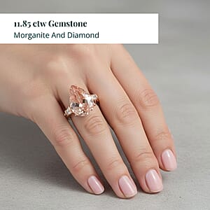 Certified Iliana AAA Marropino Morganite and G-H SI Diamond 11.85 ctw Ring in 18K Rose Gold (Size 6.5) 5.95 Grams