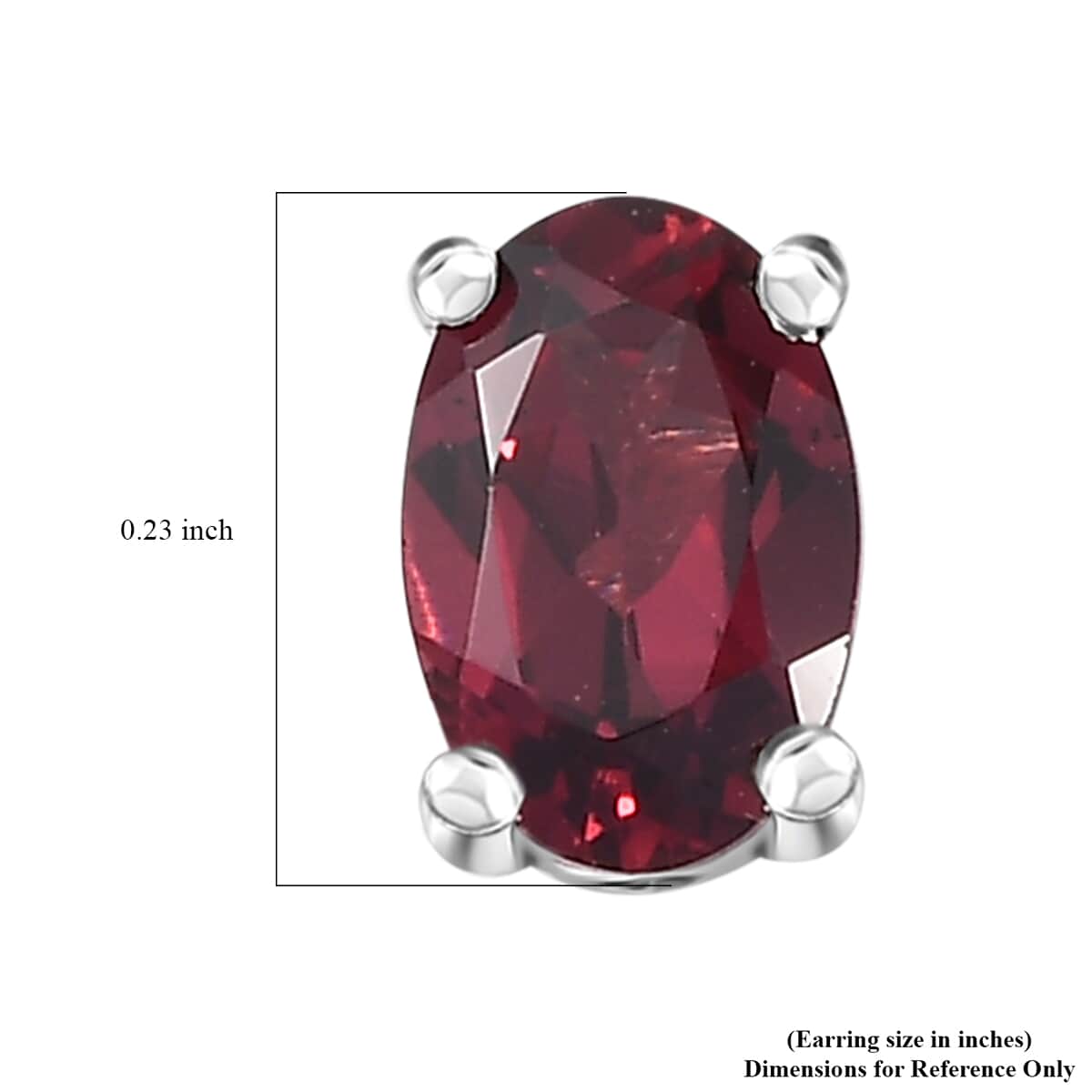 Tanzanian Wine Garnet Solitaire Stud Earrings in Rhodium Over Sterling Silver 1.00 ctw image number 4