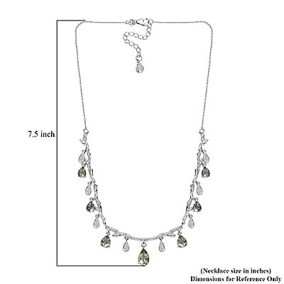 GP Italian Garden Collection Premium Montezuma Prasiolite and White Zircon Necklace 18-20 Inches in Rhodium Over Sterling Silver 11.30 ctw