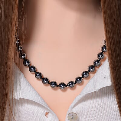 Terahertz 9-11mm Beaded Necklace 24 Inches in Rhodium Over Sterling Silver 360.00 ctw