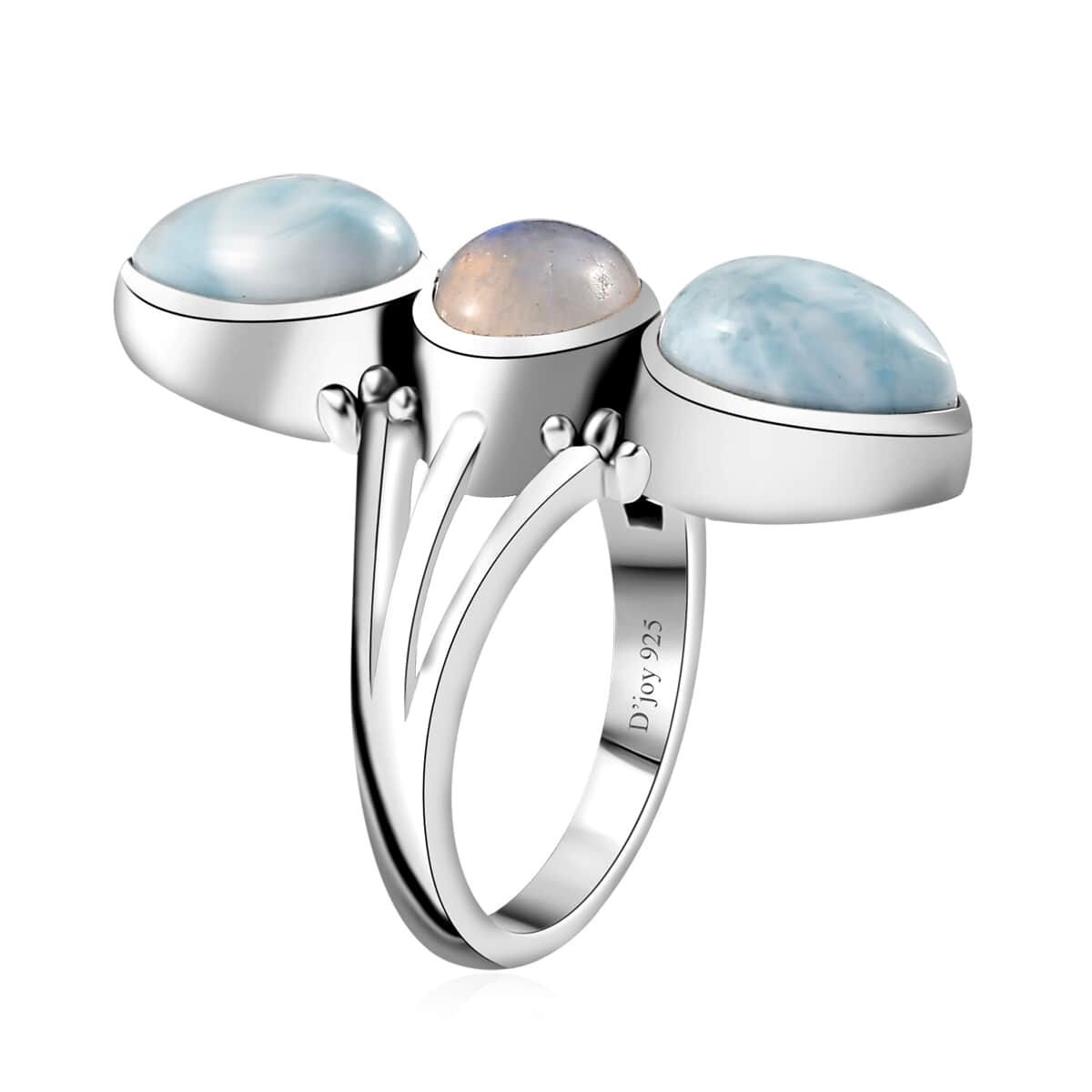 Larimar sold rainbow moonstone sterling ring