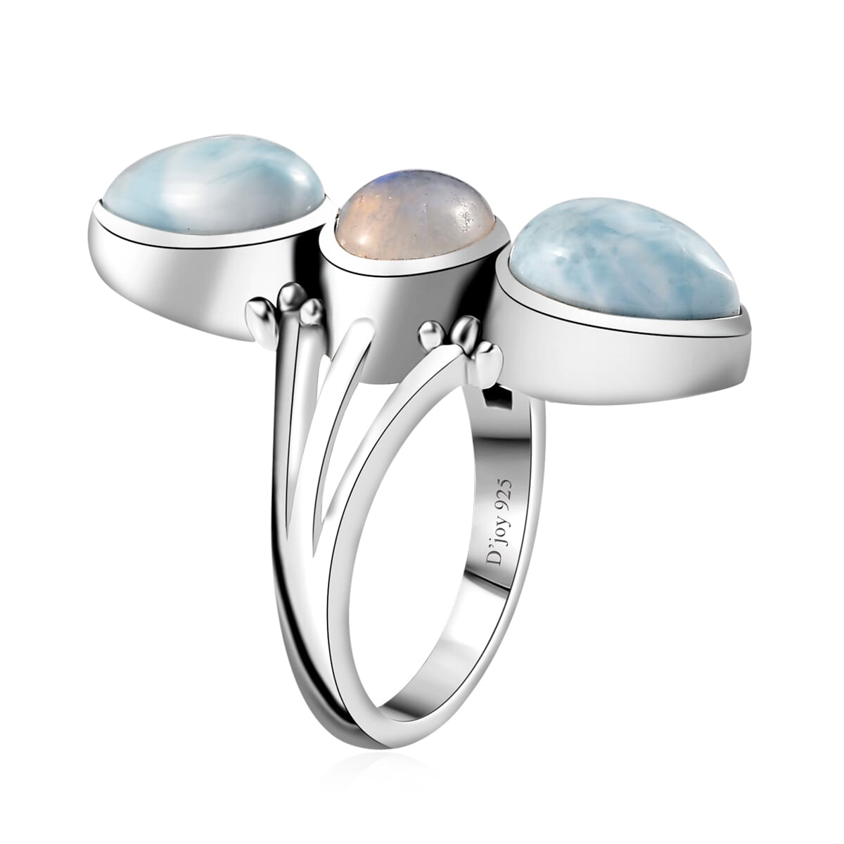 Artisan Crafted Larimar and Rainbow Moonstone Ring in Sterling Silver (Size 10.0) 6.10 ctw image number 3