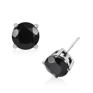 Thai Black Spinel Solitaire Stud Earrings in Stainless Steel 4.85 ctw