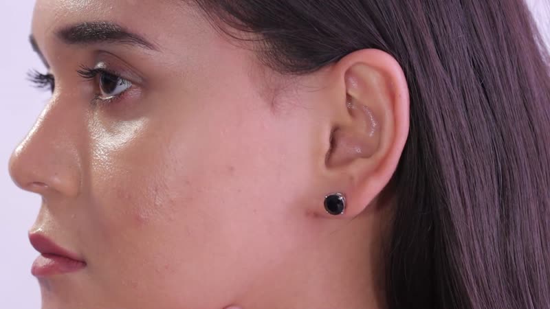 Thai Black Spinel Solitaire Stud Earrings in Stainless Steel 4.85 ctw