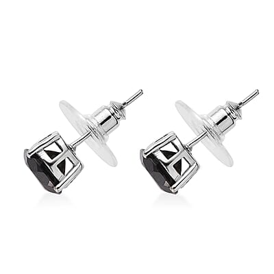 Thai Black Spinel Solitaire Stud Earrings in Stainless Steel 4.85 ctw