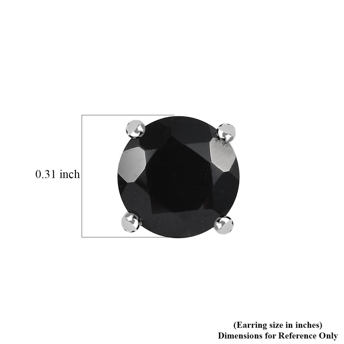 Thai Black Spinel Solitaire Stud Earrings in Stainless Steel 4.85 ctw image number 4