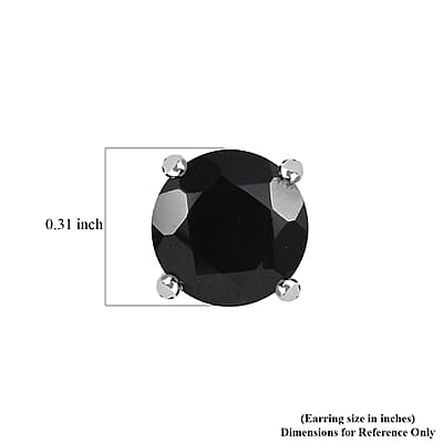 Thai Black Spinel Solitaire Stud Earrings in Stainless Steel 4.85 ctw