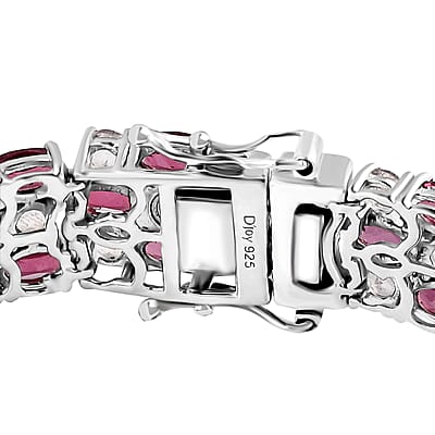 Tanzanian Wine Garnet and Rainbow Moonstone 3 Row Bracelet in Rhodium Over Sterling Silver (6.50 In) 22.90 ctw