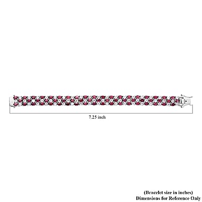 Tanzanian Wine Garnet and Rainbow Moonstone 3 Row Bracelet in Rhodium Over Sterling Silver (6.50 In) 22.90 ctw