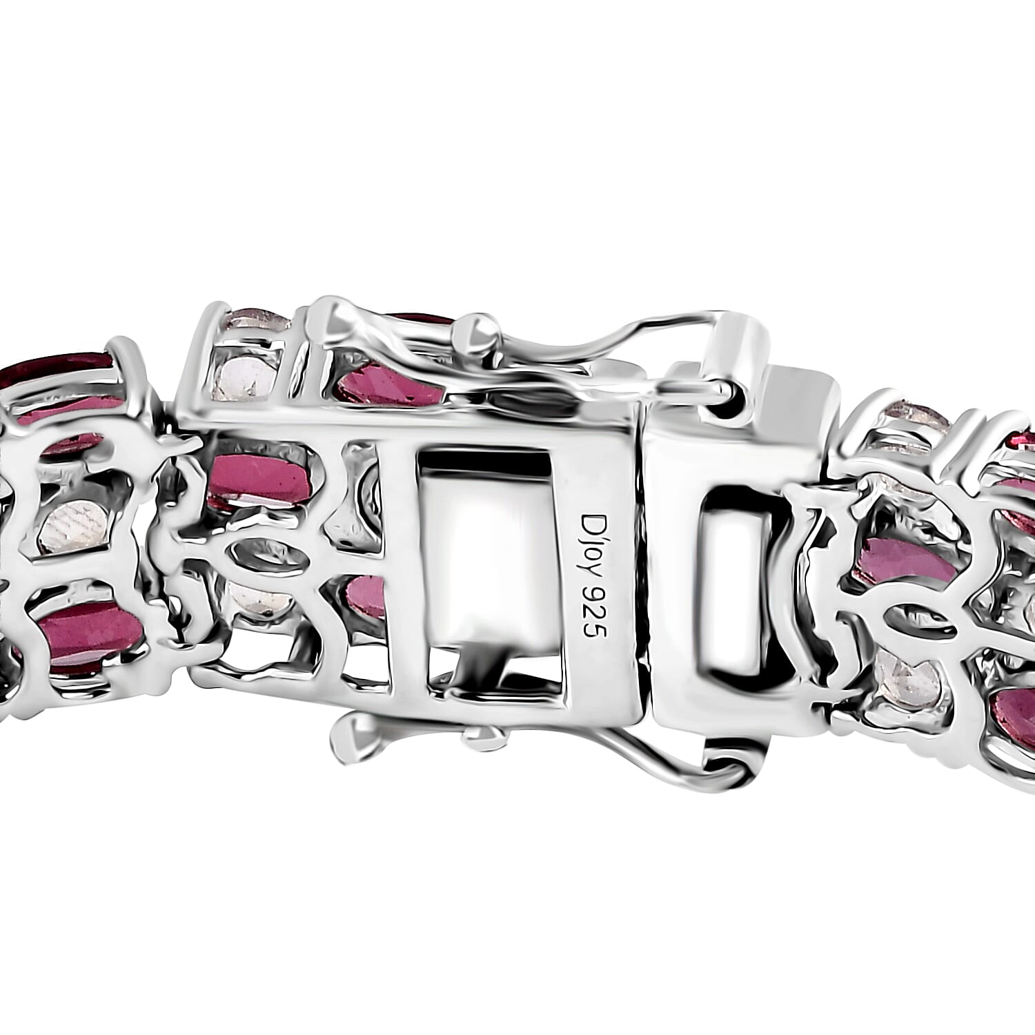 D'Joy Tanzanian Wine Garnet and Rainbow Moonstone 3 Row Bracelet in Rhodium Over Sterling Silver (7.25 In) 25.35 ctw