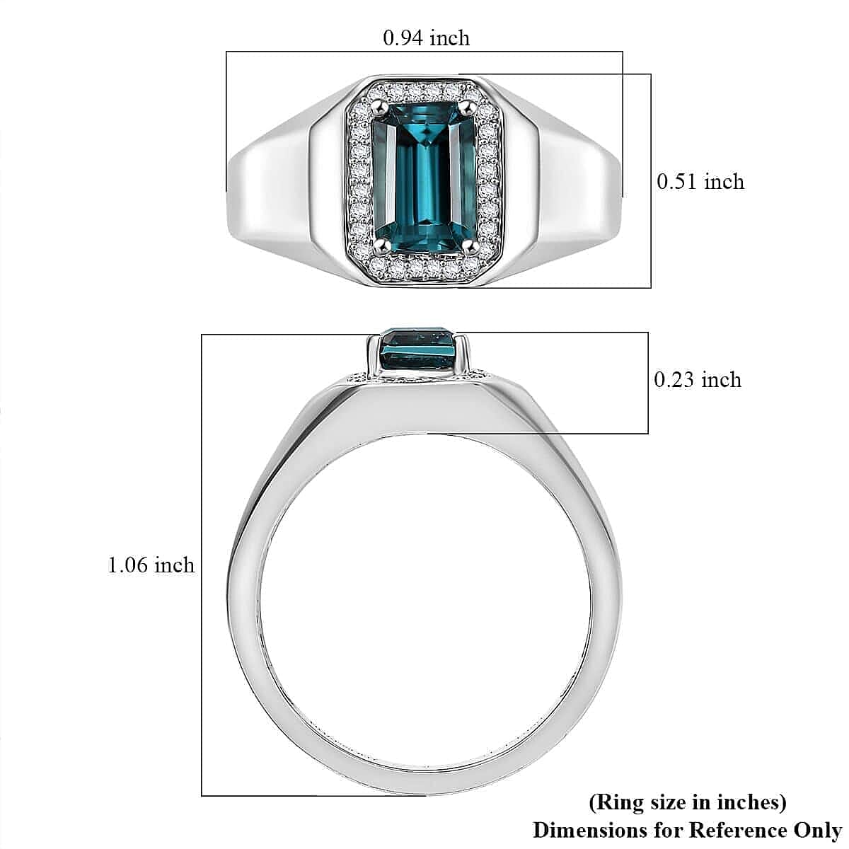 Rhapsody AAAA Monte Belo Indicolite and E-F VS Diamond 2.10 ctw Men's Ring in 950 Platinum (Size 10.0) 10.90 Grams