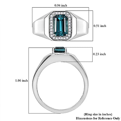 Rhapsody AAAA Monte Belo Indicolite and E-F VS Diamond 2.10 ctw Men's Ring in 950 Platinum (Size 10.0) 10.90 Grams