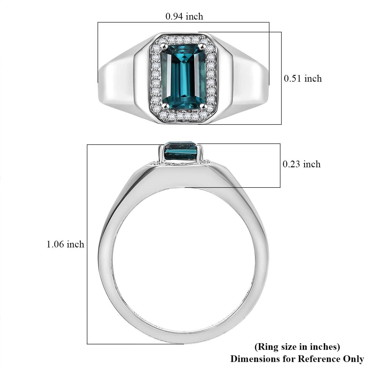 Rhapsody AAAA Monte Belo Indicolite and E-F VS Diamond 2.10 ctw Men's Ring in 950 Platinum (Size 12.0) 10.90 Grams image number 5