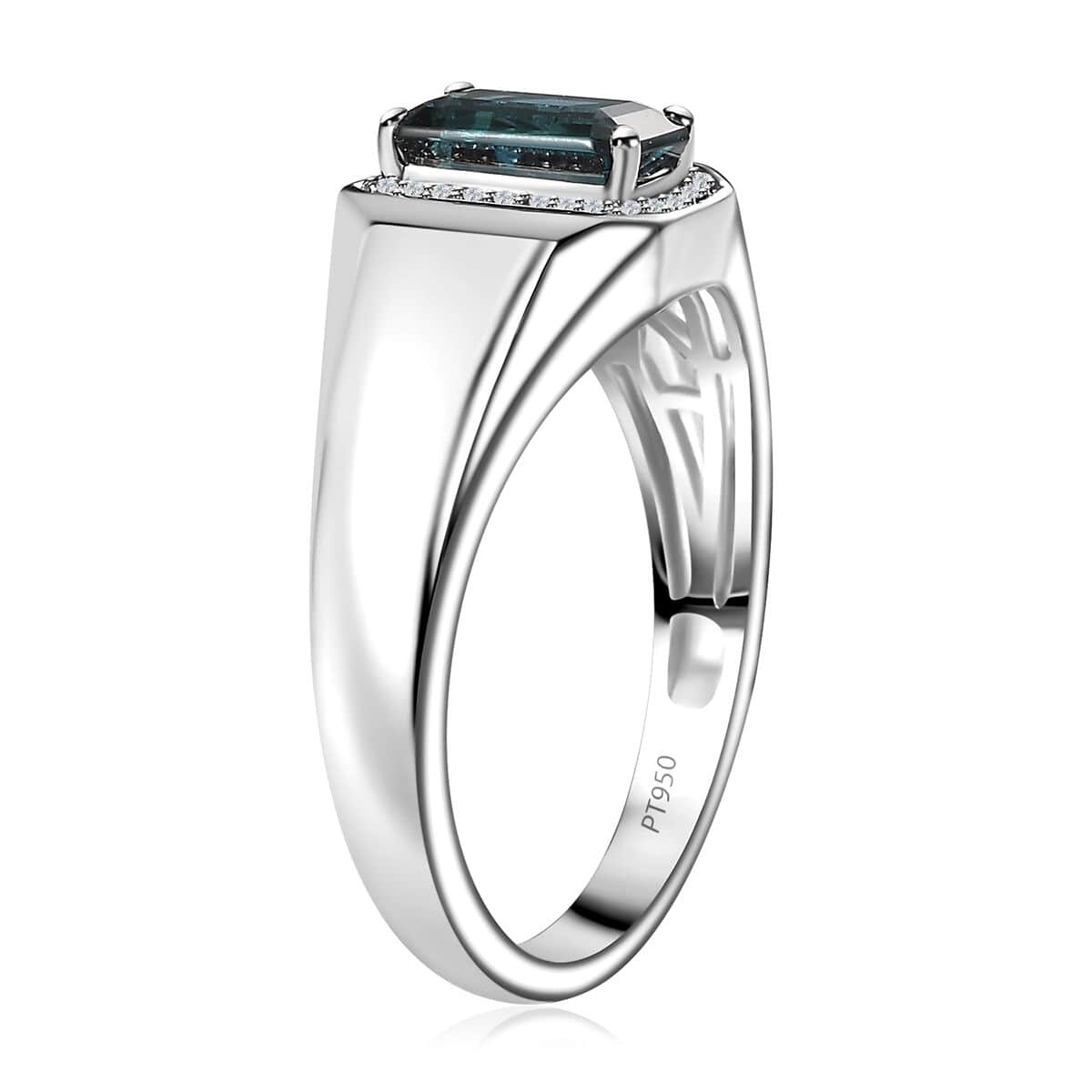 Rhapsody 950 Platinum AAAA Monte Belo Indicolite, Diamond (E-F, VS) (0.15 cts) Men's Ring (Size 13.0) (10.90 g) 2.10 ctw image number 3