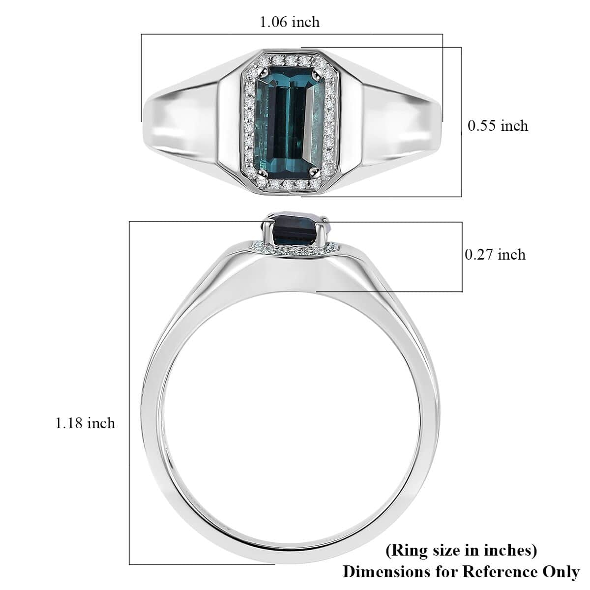 Rhapsody 950 Platinum AAAA Monte Belo Indicolite, Diamond (E-F, VS) (0.15 cts) Men's Ring (Size 13.0) (10.90 g) 2.10 ctw image number 5