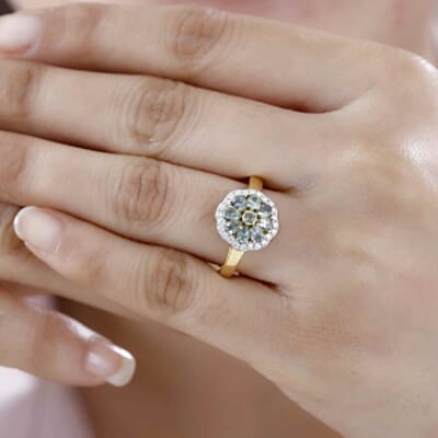 Alexandrite Alexandrite and Moissanite 1.07 ctw Fancy Ring in Vermeil Yellow Gold Over Sterling Silver (Size 11.5)