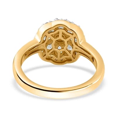 Alexandrite Alexandrite and Moissanite 1.07 ctw Fancy Ring in Vermeil Yellow Gold Over Sterling Silver (Size 11.5)