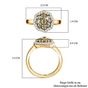 Alexandrite Alexandrite and Moissanite 1.07 ctw Fancy Ring in Vermeil Yellow Gold Over Sterling Silver (Size 11.5)