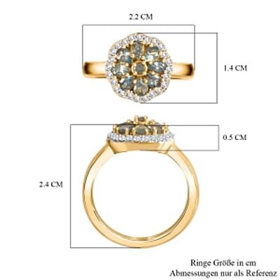 Alexandrite Alexandrite and Moissanite 1.07 ctw Fancy Ring in Vermeil Yellow Gold Over Sterling Silver (Size 11.5)