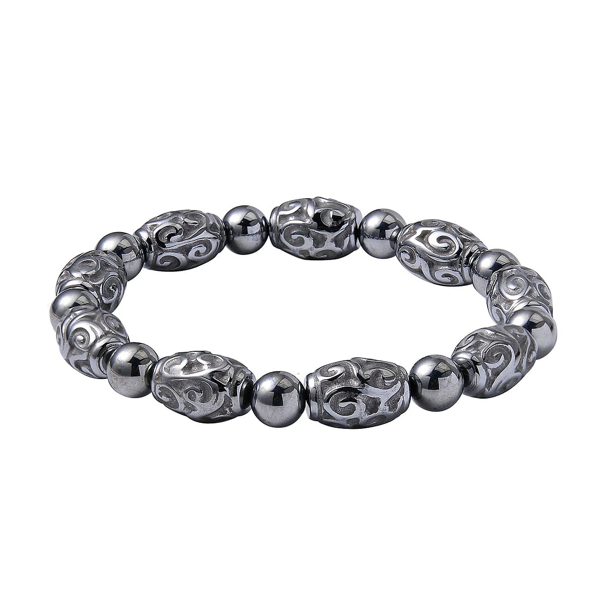 Terahertz 105.00 ctw Beaded and Carved Barrel Stretch Bracelet image number 0