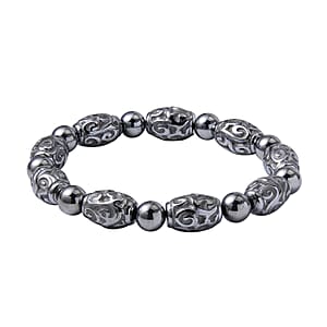 Terahertz 105.00 ctw Beaded and Carved Barrel Stretch Bracelet
