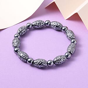 Doorbuster Terahertz 105.00 ctw Beaded and Carved Barrel Stretch Bracelet