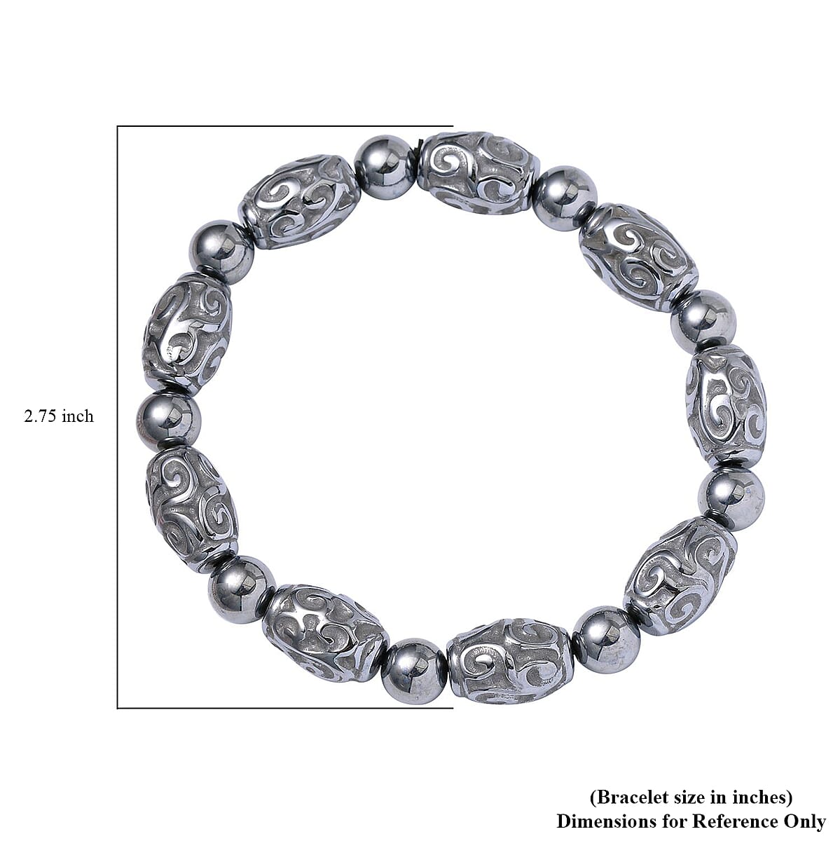 Terahertz 105.00 ctw Beaded and Carved Barrel Stretch Bracelet image number 2
