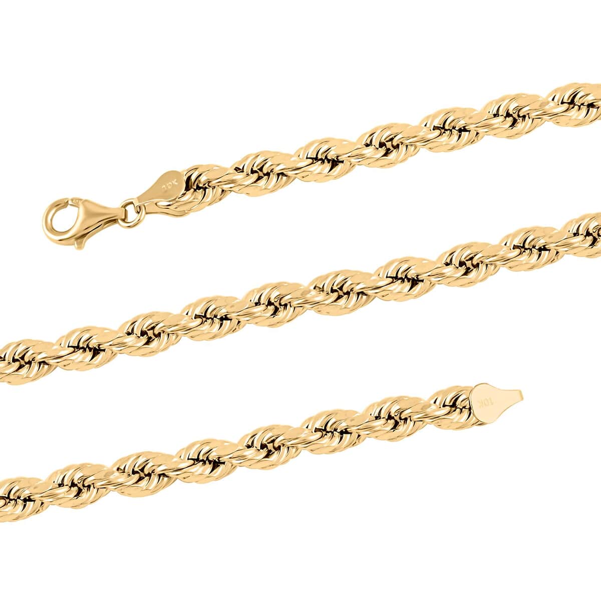 10K Yellow Gold 7mm Rope Chain Necklace 22 Inches 17 Grams image number 2