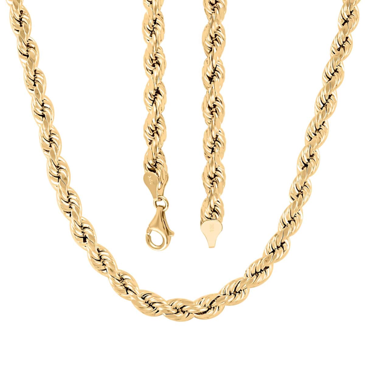 10K Yellow Gold 7mm Rope Chain Necklace 22 Inches 17 Grams image number 3
