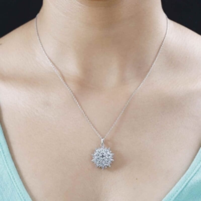 Skyblue Topaz Cluster 2.59 ctw Pendant in Platinum Over Sterling Silver