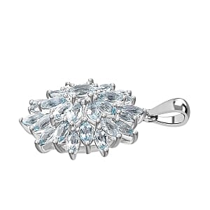 Skyblue Topaz Cluster 2.59 ctw Pendant in Platinum Over Sterling Silver