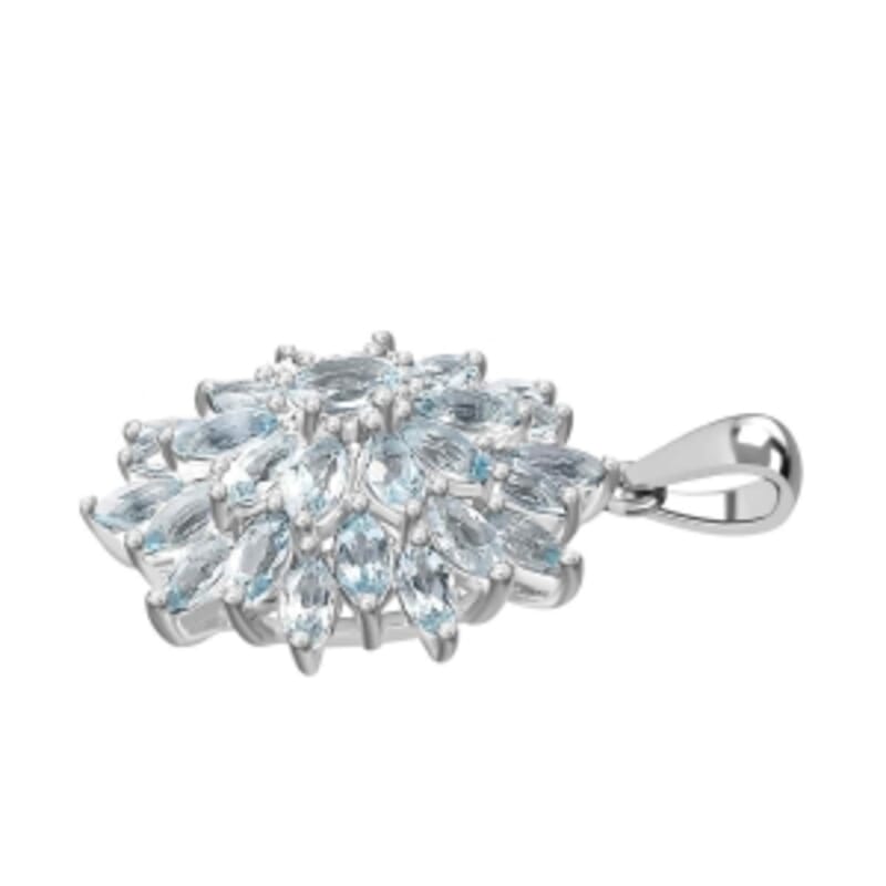 Skyblue Topaz Cluster 2.59 ctw Pendant in Platinum Over Sterling Silver