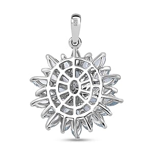 Skyblue Topaz Cluster 2.59 ctw Pendant in Platinum Over Sterling Silver