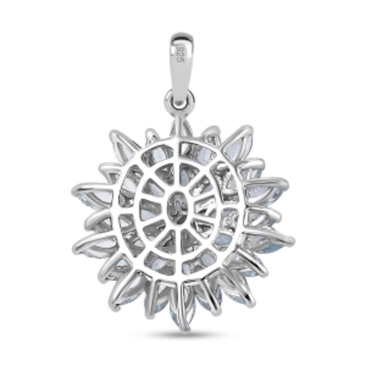 Skyblue Topaz Cluster 2.59 ctw Pendant in Platinum Over Sterling Silver image number 4