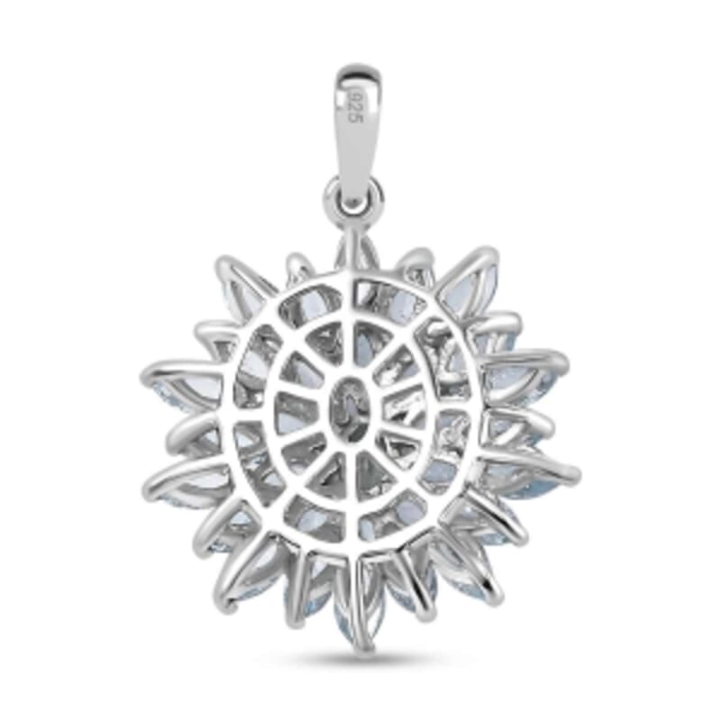 Skyblue Topaz Cluster 2.59 ctw Pendant in Platinum Over Sterling Silver