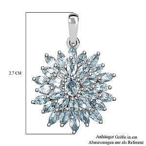 Skyblue Topaz Cluster 2.59 ctw Pendant in Platinum Over Sterling Silver