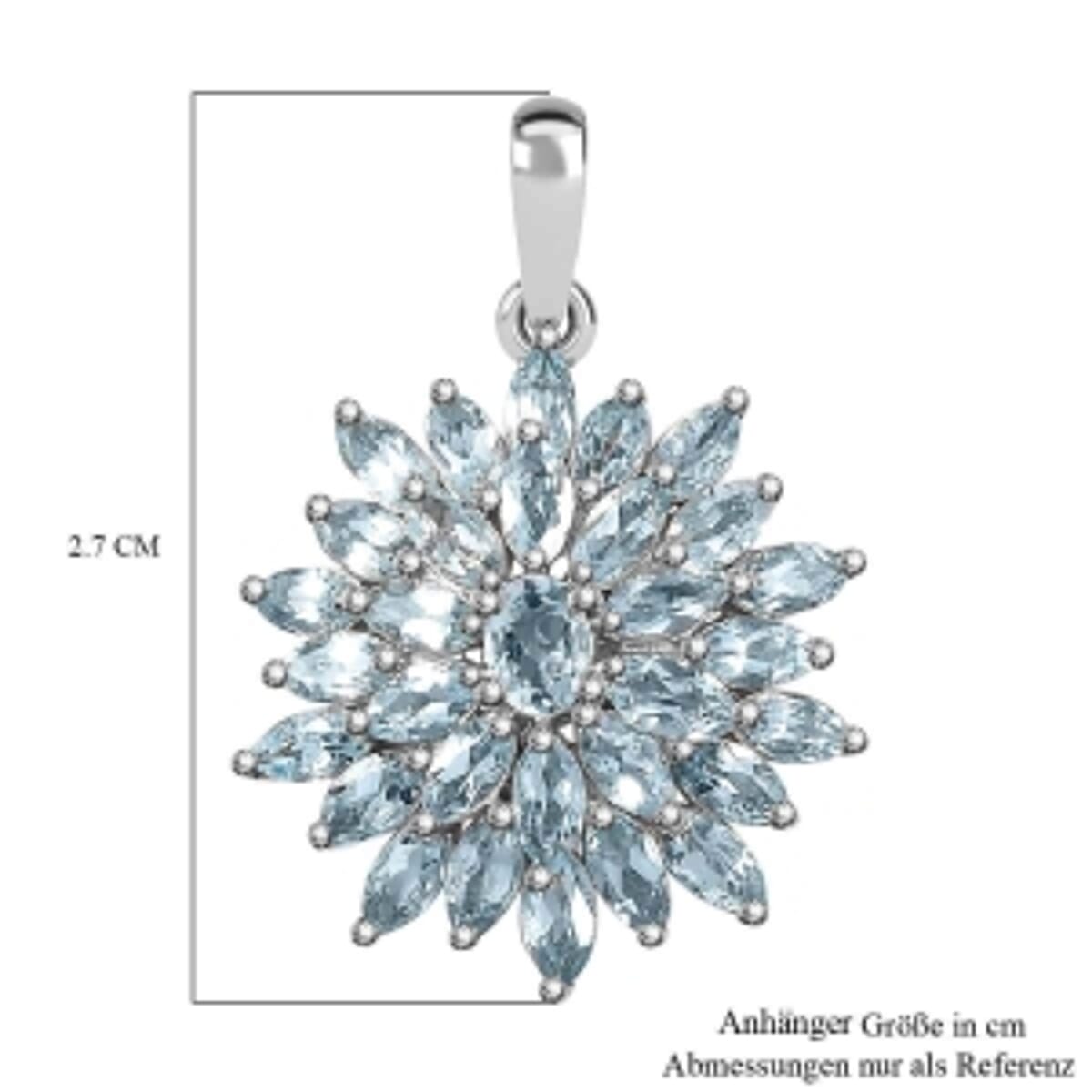 Skyblue Topaz Cluster 2.59 ctw Pendant in Platinum Over Sterling Silver image number 5