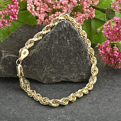 10K Yellow Gold 7mm Rope Chain Bracelet (8.00 In) 7 Grams