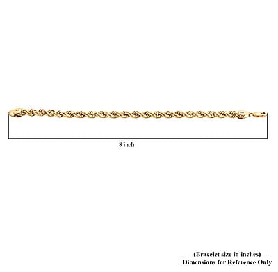 10K Yellow Gold 7mm Rope Chain Bracelet (8.00 In) 7 Grams