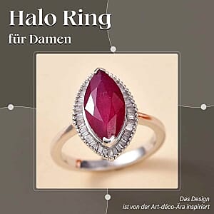 African Ruby and White Diamond 4.20 ctw Ring in Rhodium Over Sterling Silver (Size 10)