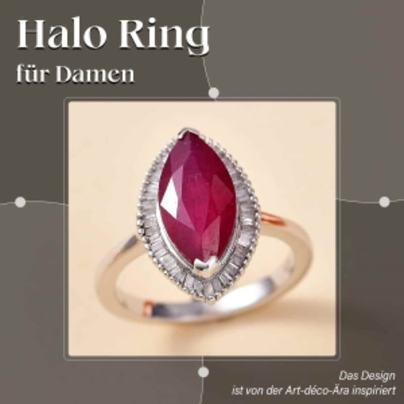 African Ruby and White Diamond 4.20 ctw Ring in Rhodium Over Sterling Silver (Size 10)