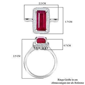 African Ruby and White Diamond 4.83 ctw Ring in Rhodium Over Sterling Silver (Size 11.5)