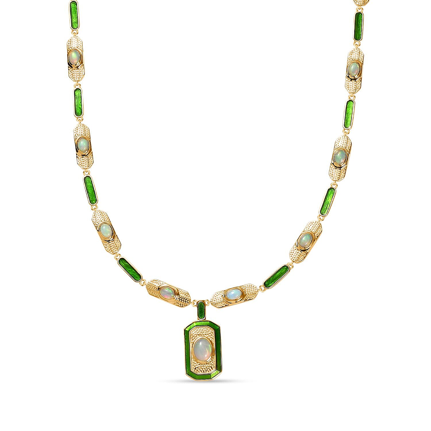 Premium Ethiopian Welo Opal 5.16 ctw Necklace in 18K Vermeil Yellow Gold Over Sterling Silver 18 Inches (26 g)