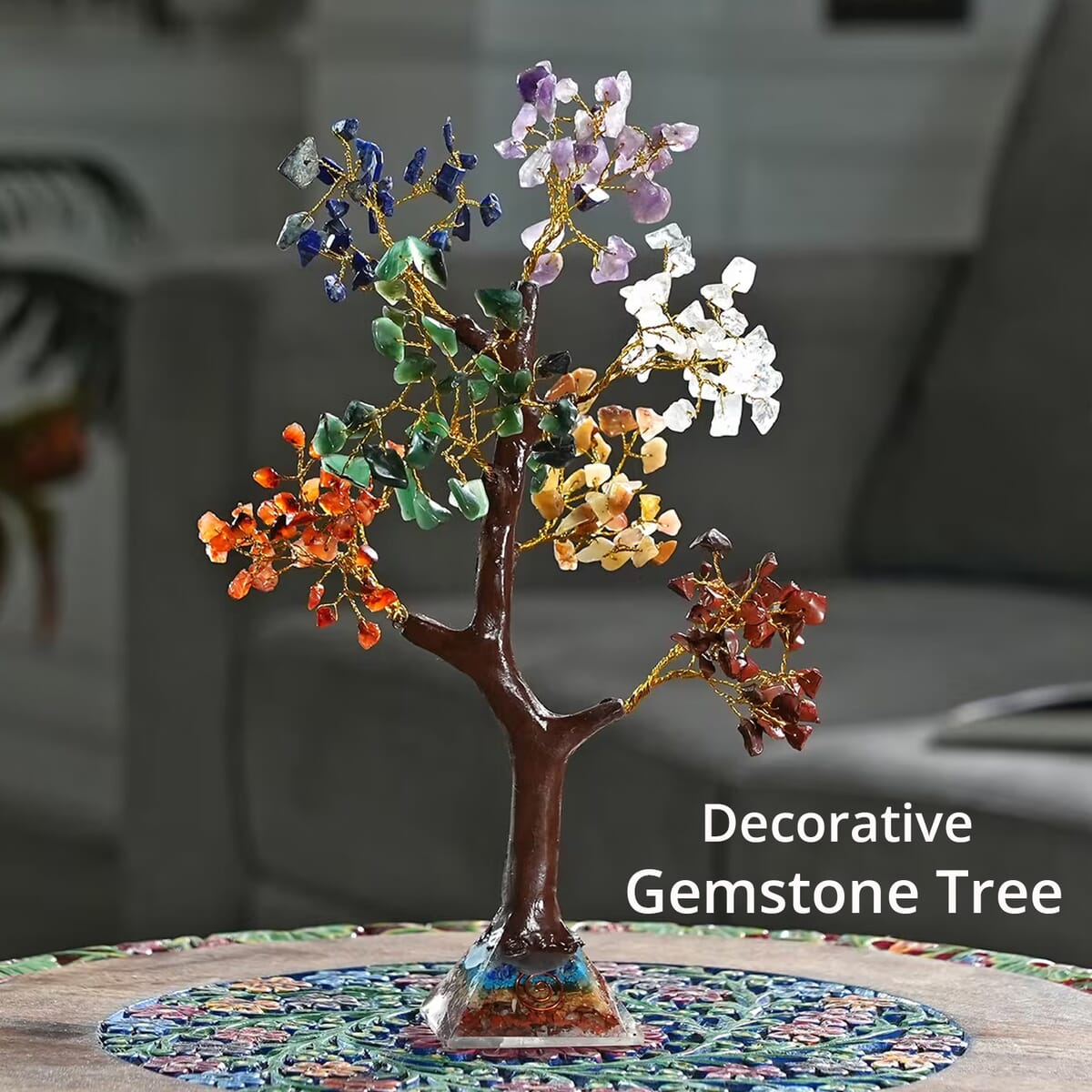 Seven Chakra Gemstone Tree With Pyramid Orgone Base  (Approx 0.881 lbs) image number 1